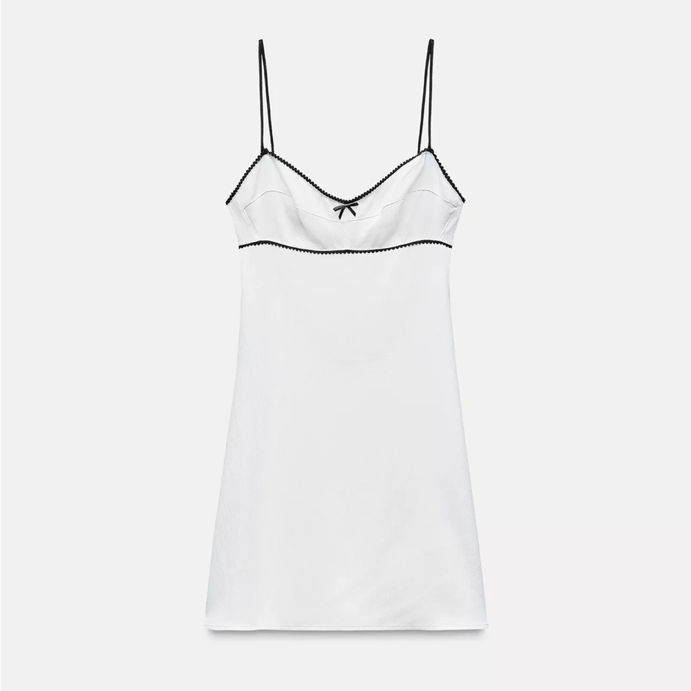 Zara White Satin Mini Dress